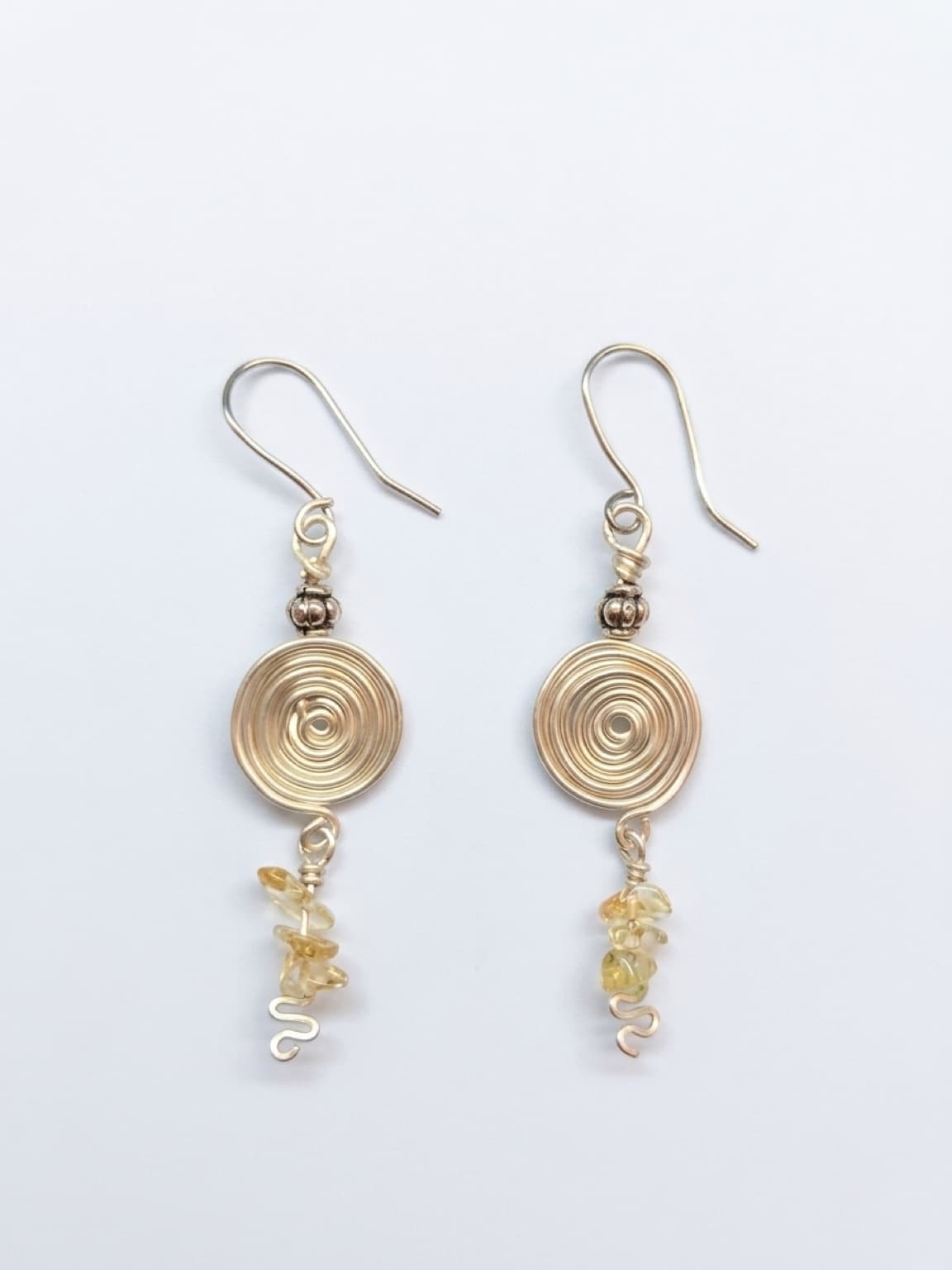#1JG Silver spiral with raw crystals