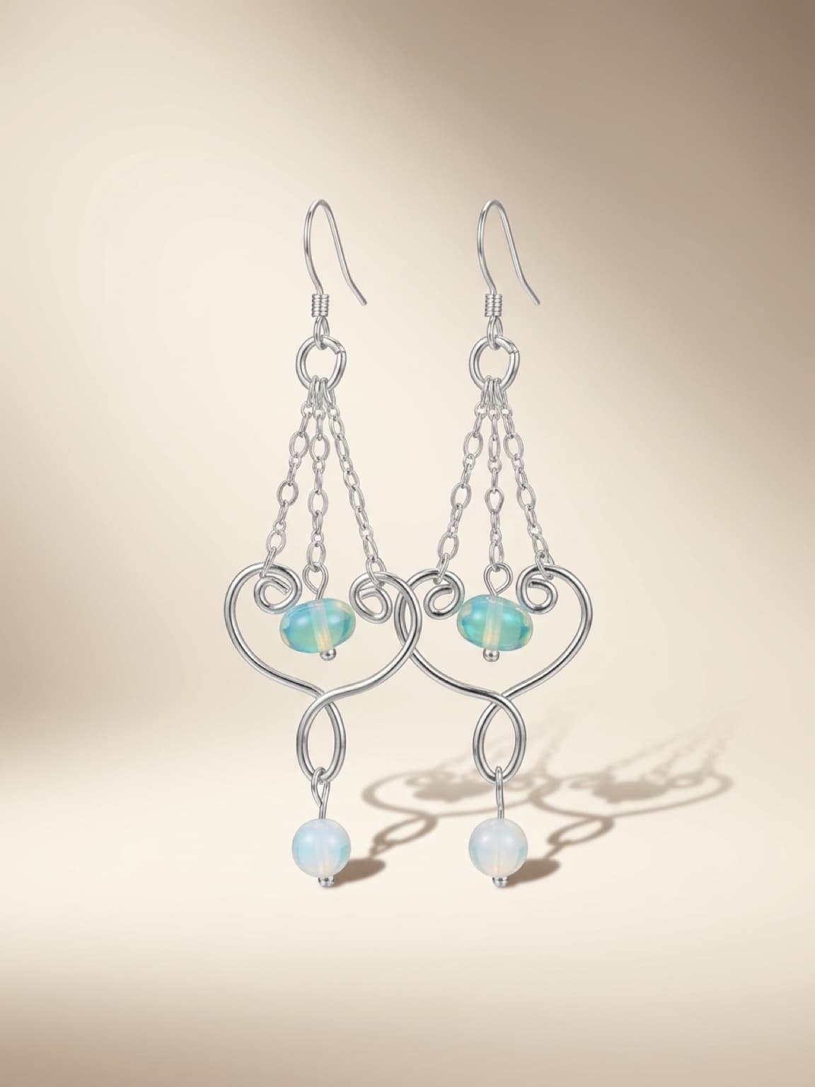 #12JG Heart and moonstone chandelier