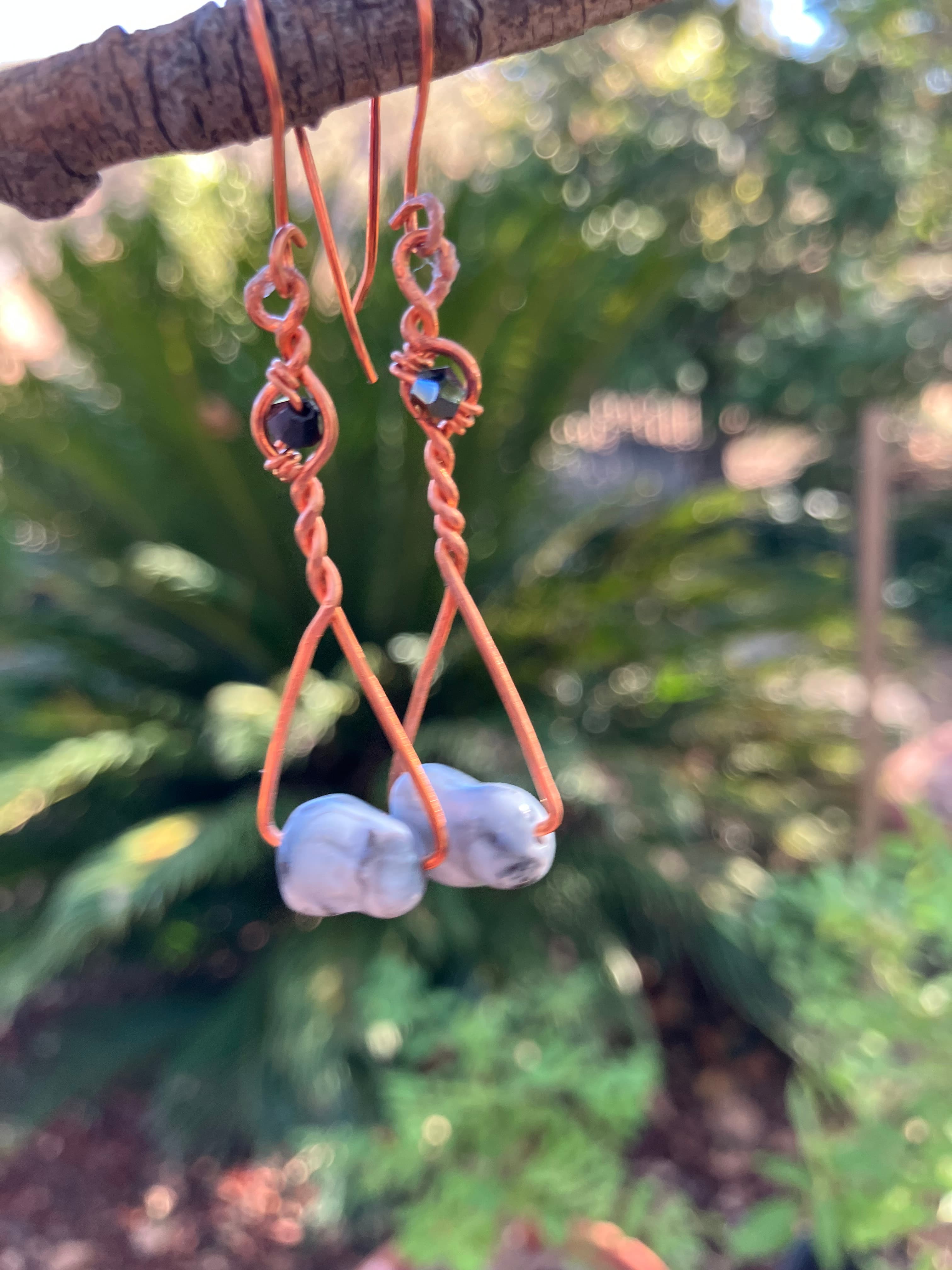 #28JG Copper triangles w/natural stone