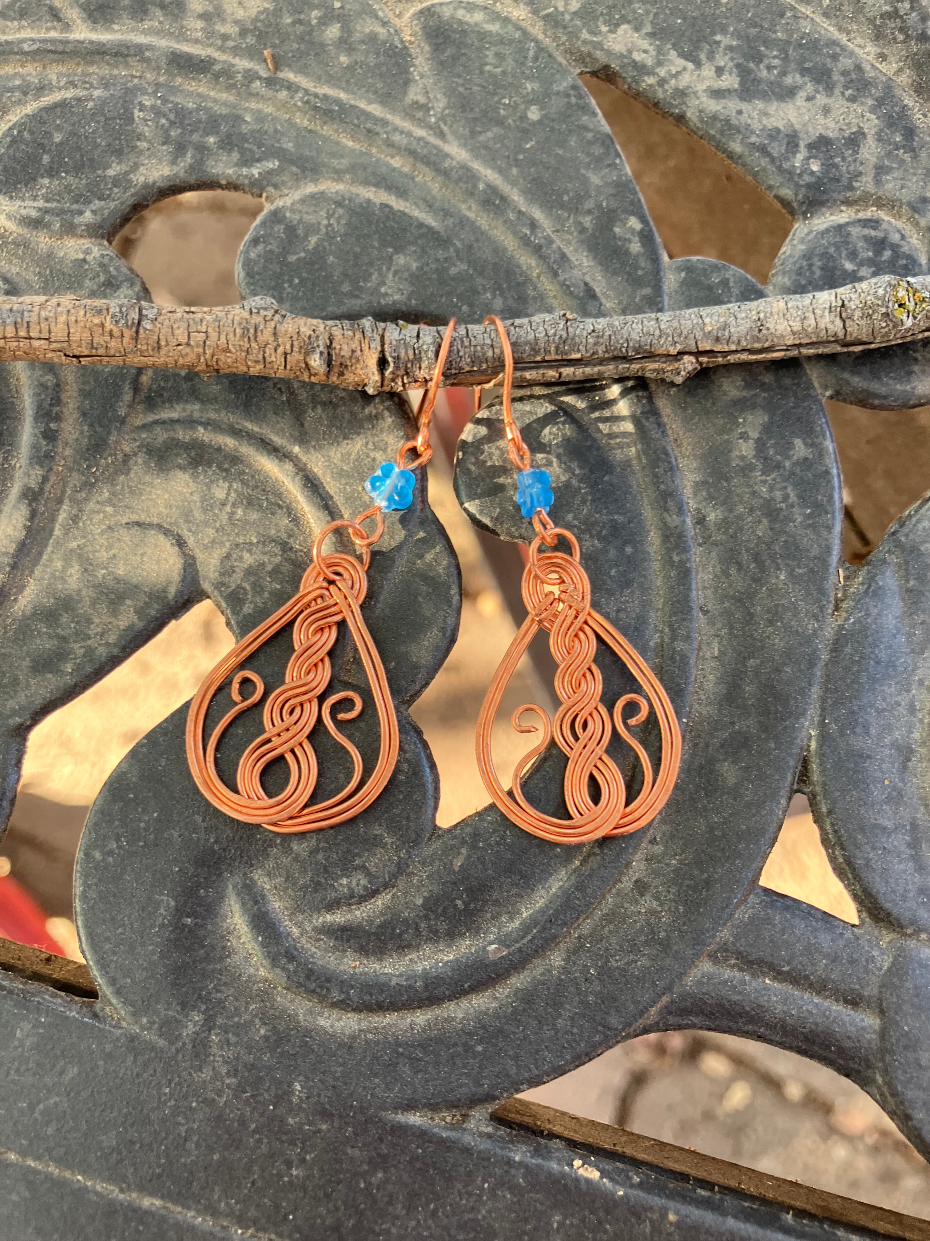 #21JG Copper braided w/ raw blue topaz